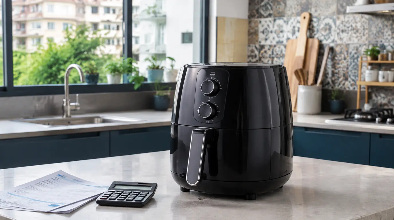 Air fryer com calculadora para estimar consumo