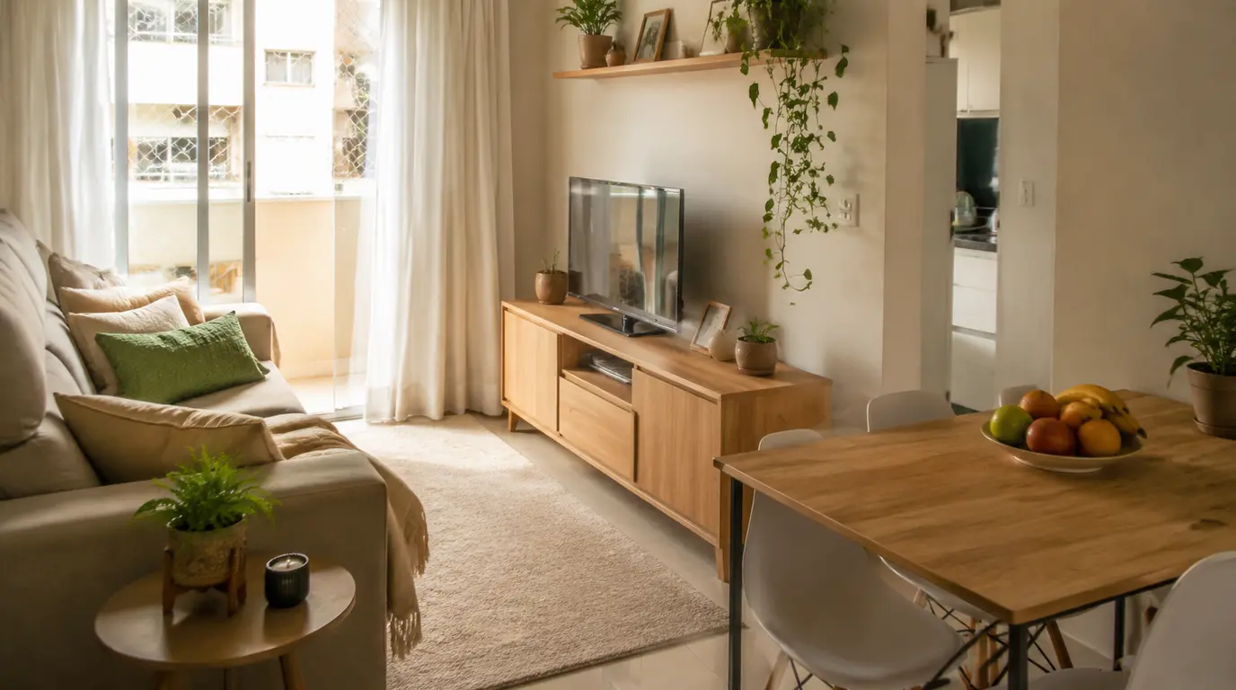 Apartamento pequeno com ambientes integrados